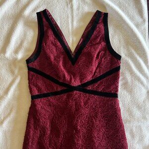 JS Collections Red Floral Lace Cocktail Dress